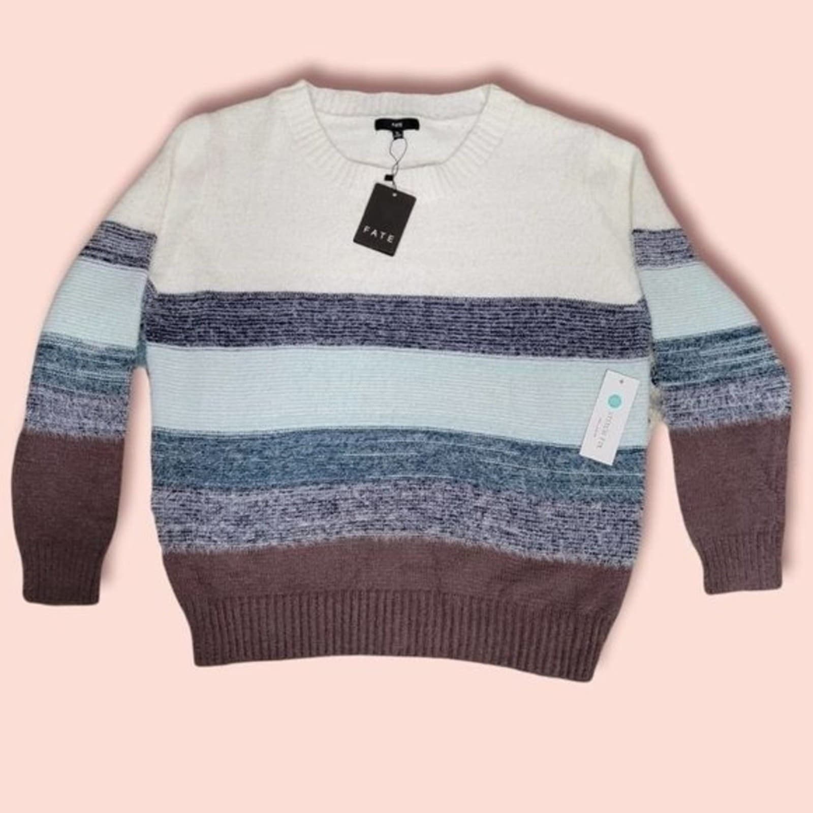 Fate Stitch Fix Farmosa Color Block Fuzzy Pullover Sweater XL NWT - Thumbnail 4