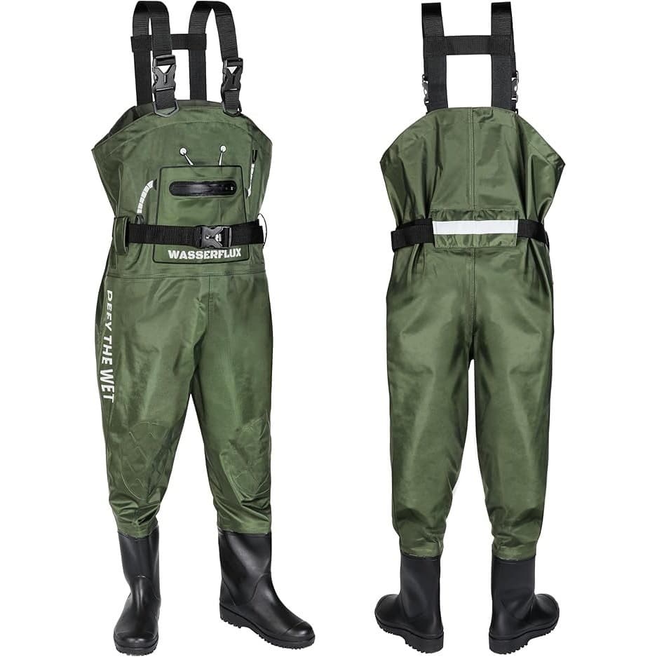Kids Chest Waders with Boots Waterproof Green Size 2/3T Toddler Fishing - Thumbnail 6