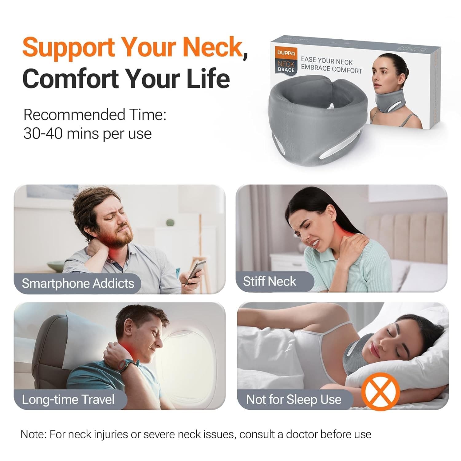Pink Ergonomic Neck Brace V-Shaped Cervical Collar for Pain Relief & Support M - Thumbnail 6