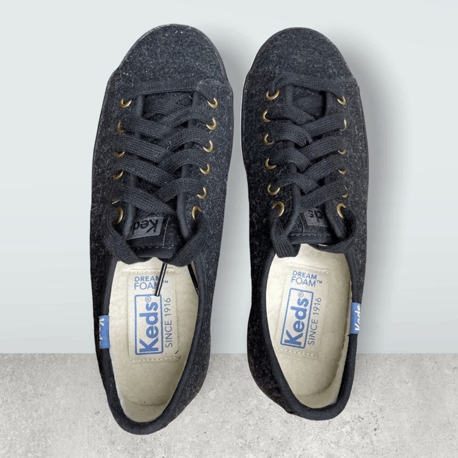 Keds Women’s Kickstart Wool Blend Faux Shearling Lined Sneakers Black Sz 5 - Thumbnail 3