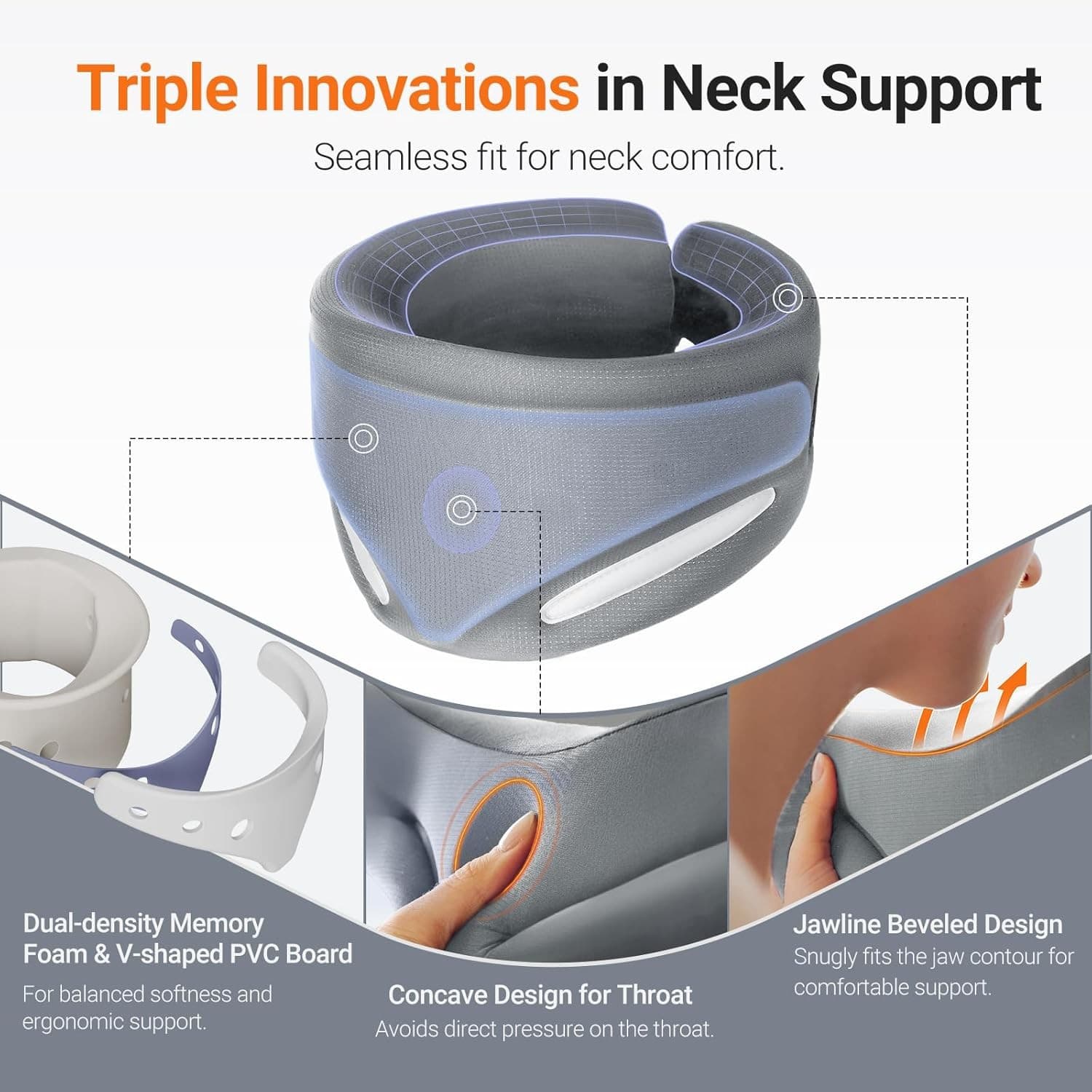 Pink Ergonomic Neck Brace V-Shaped Cervical Collar for Pain Relief & Support M - Thumbnail 5