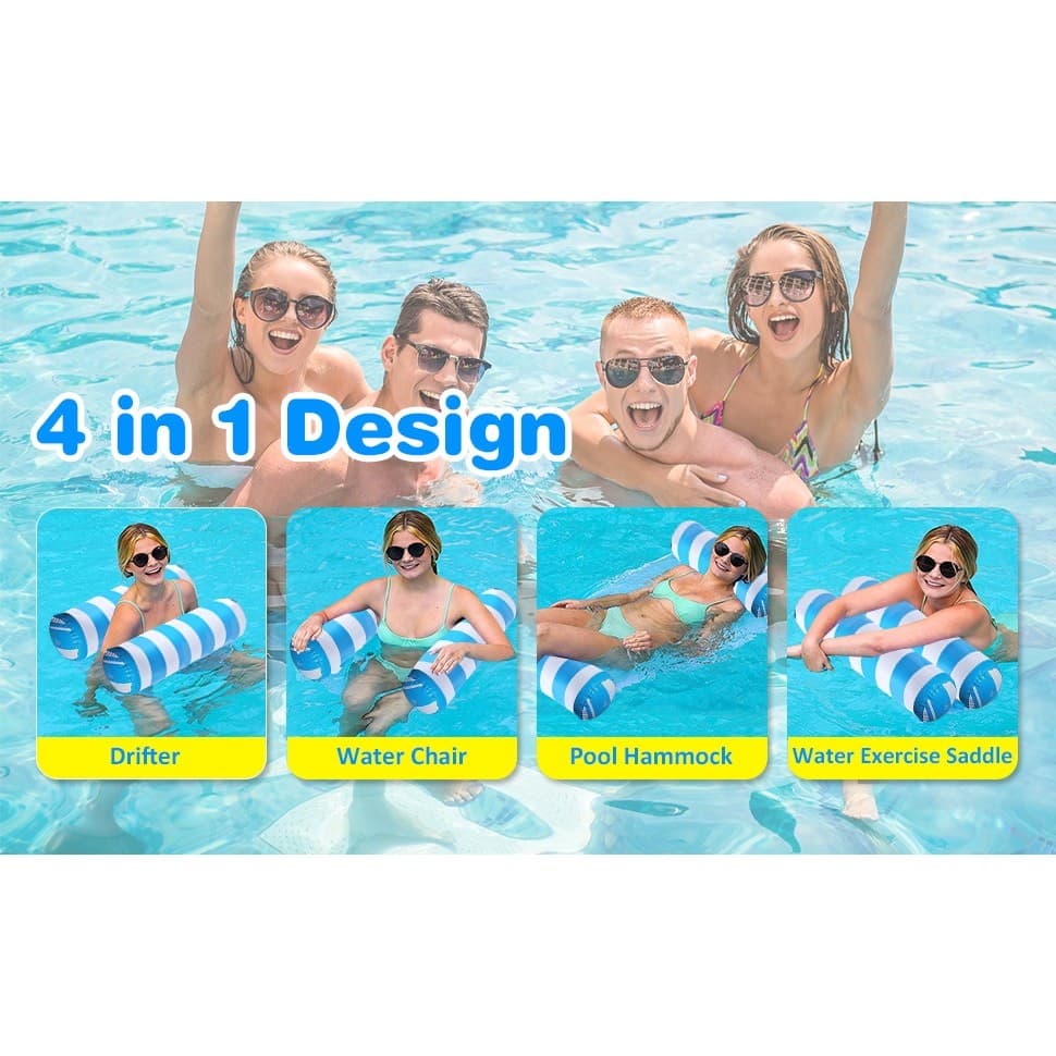 8 Pack Inflatable Pool Floats Adult 4-in-1 Hammock Saddle Chair Drifter 242lb - Thumbnail 8