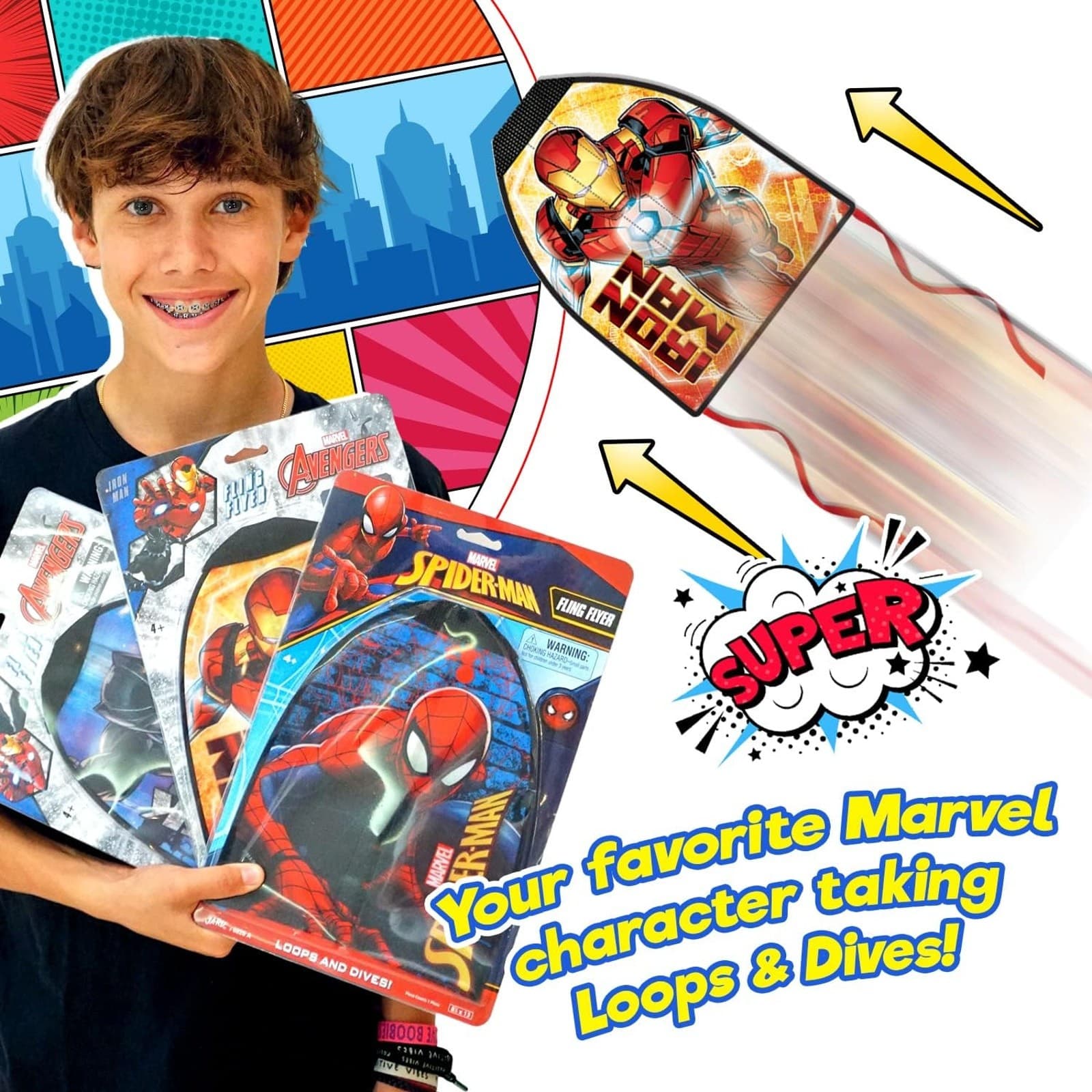 12-Pack Marvel Spiderman Fling Flyer Finger Kite Launcher Outdoor Kids Toy 4-8 - Thumbnail 5