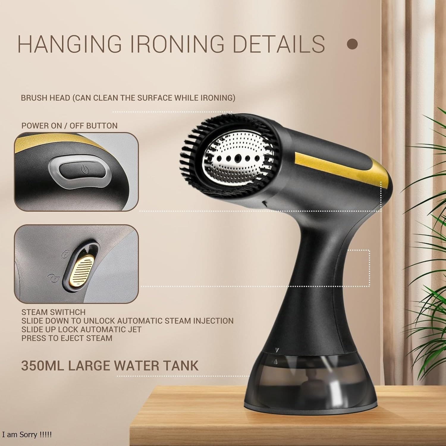 Fabric Steamer Portable 1500W Travel Garment Steamer 2-in-1 Clothes Iron - Thumbnail 3