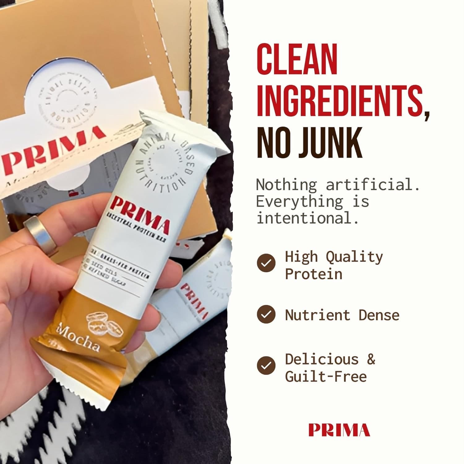 PRIMA Protein Bars 7 Pack Mocha 16g Grass Fed Collagen Keto Snack - Thumbnail 8