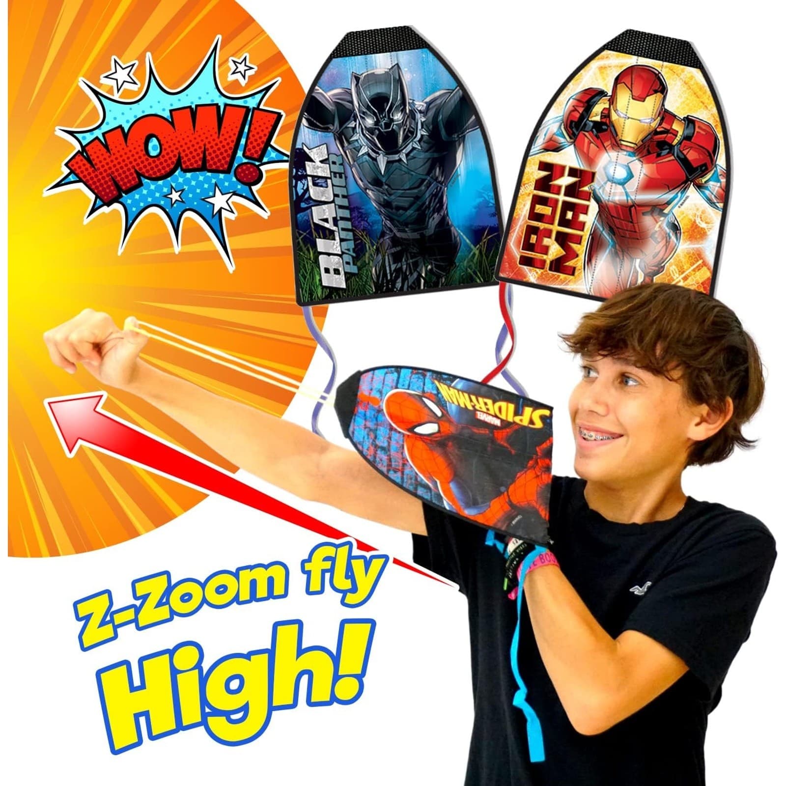 12-Pack Marvel Spiderman Fling Flyer Finger Kite Launcher Outdoor Kids Toy 4-8 - Thumbnail 6