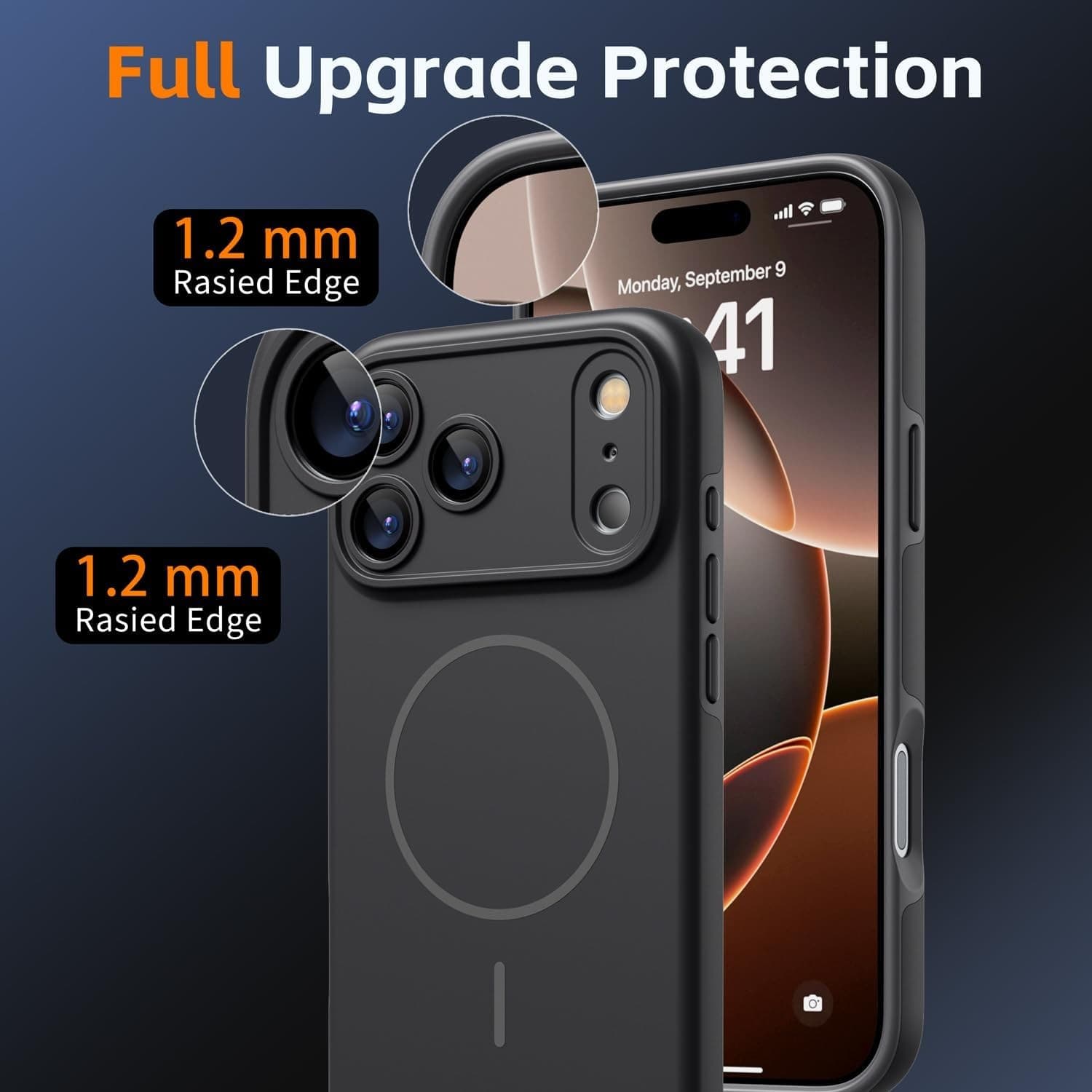 iPhone 17 Pro MagSafe Case Matte Black Shockproof 360 Lens Protection Cover - Thumbnail 3