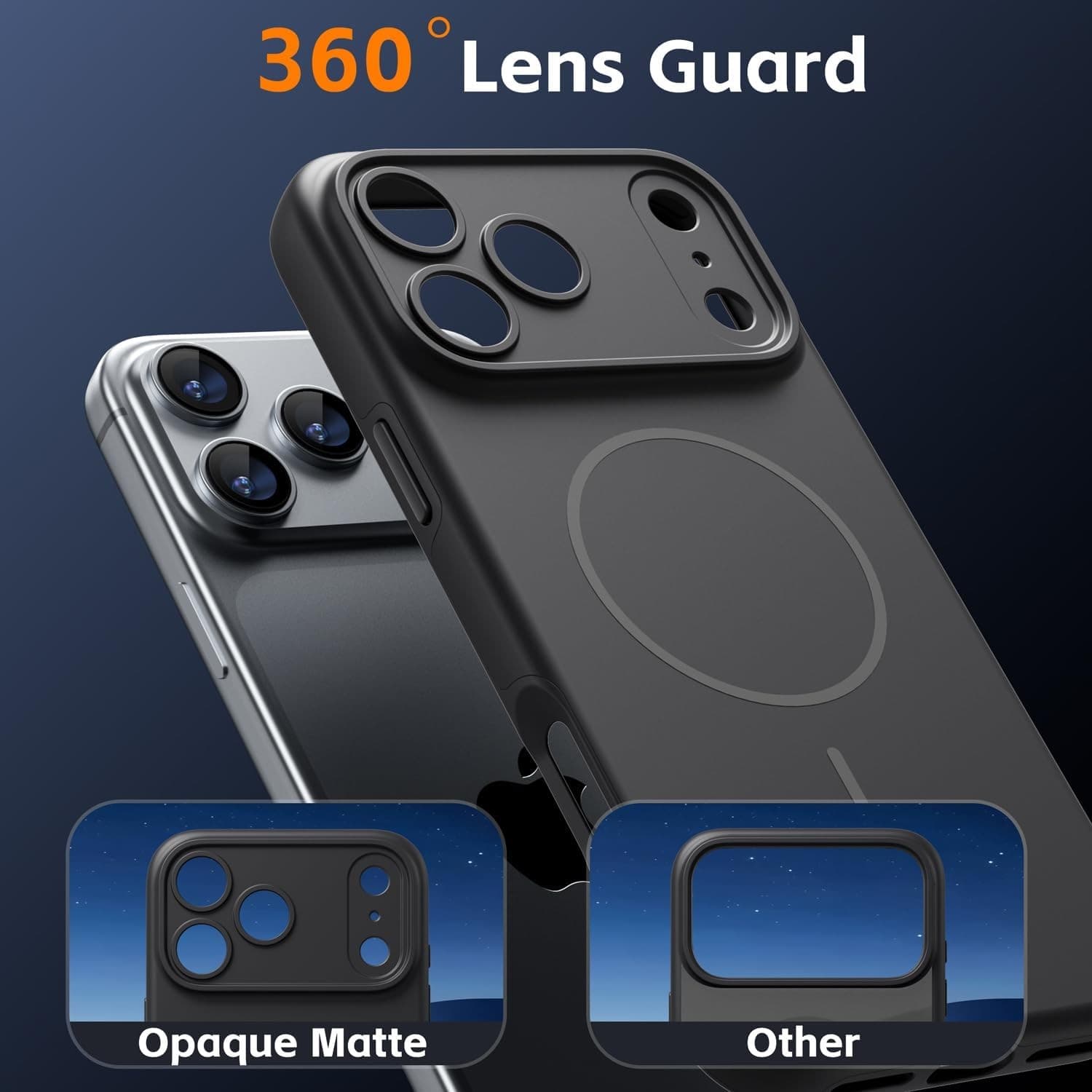 iPhone 17 Pro MagSafe Case Matte Black Shockproof 360 Lens Protection Cover - Thumbnail 2