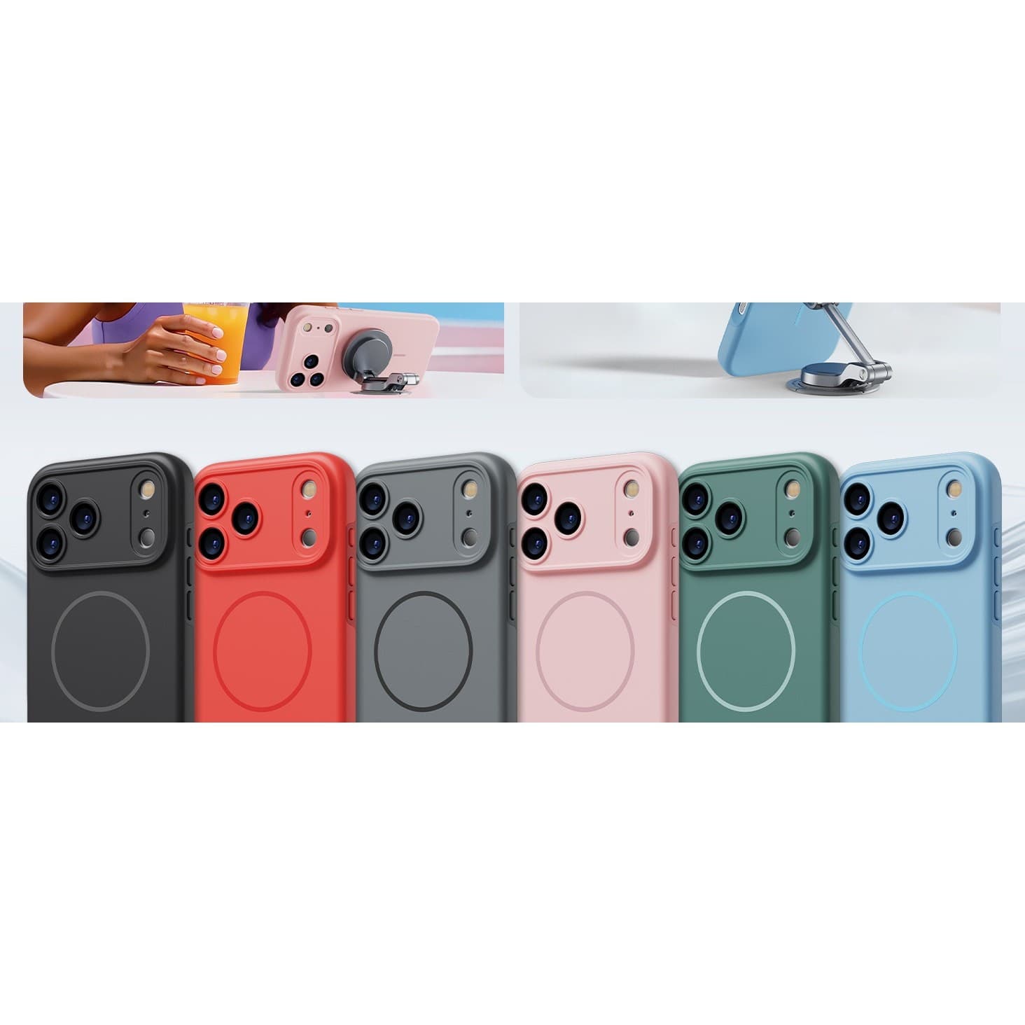 iPhone 17 Pro MagSafe Case Matte Black Shockproof 360 Lens Protection Cover - Thumbnail 11