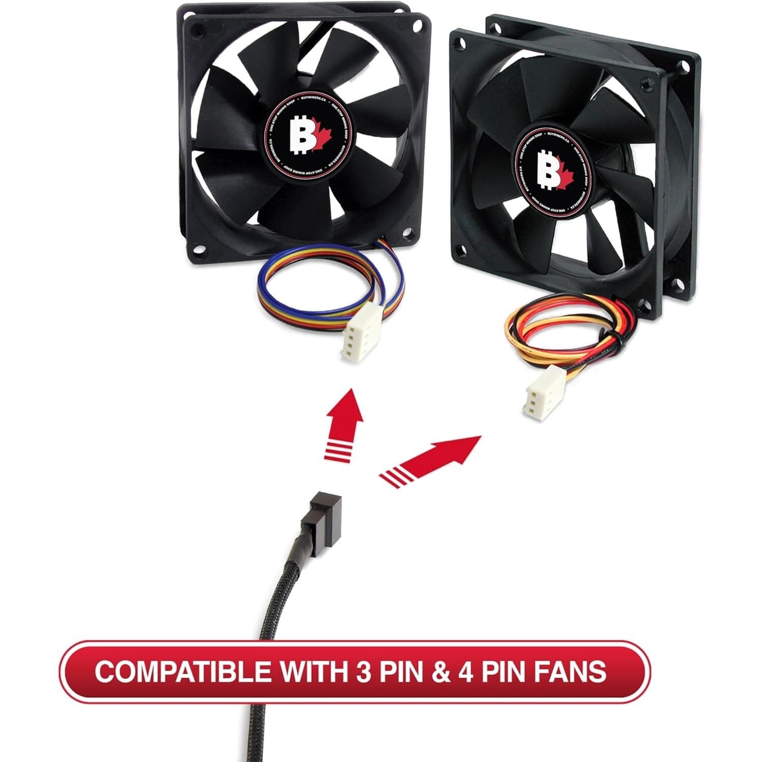 PWM PC Fan Extension Cable 10.5” Black Braided 4-Pin 3-Pin Compatible 4 Pack - Thumbnail 6