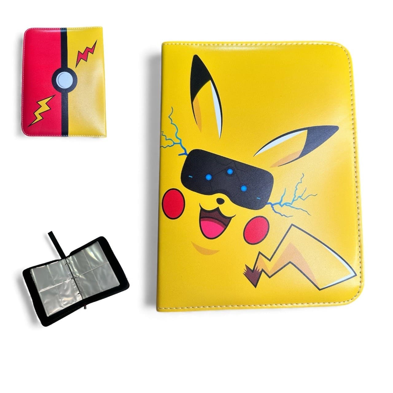 Pokemon Card Binder 4 Pocket Zip Album 7.9 x 5 in TCG Holder Pikachu Case