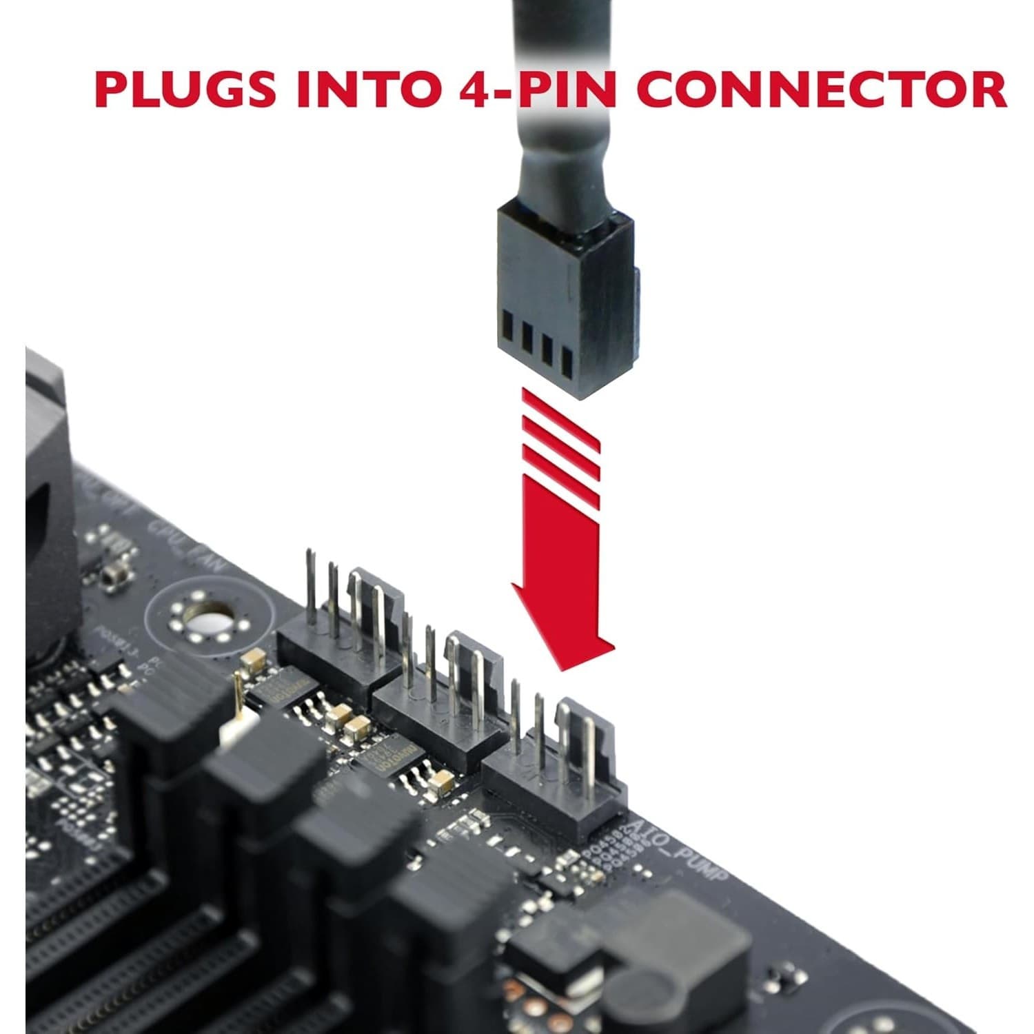 PWM PC Fan Extension Cable 10.5” Black Braided 4-Pin 3-Pin Compatible 4 Pack - Thumbnail 7