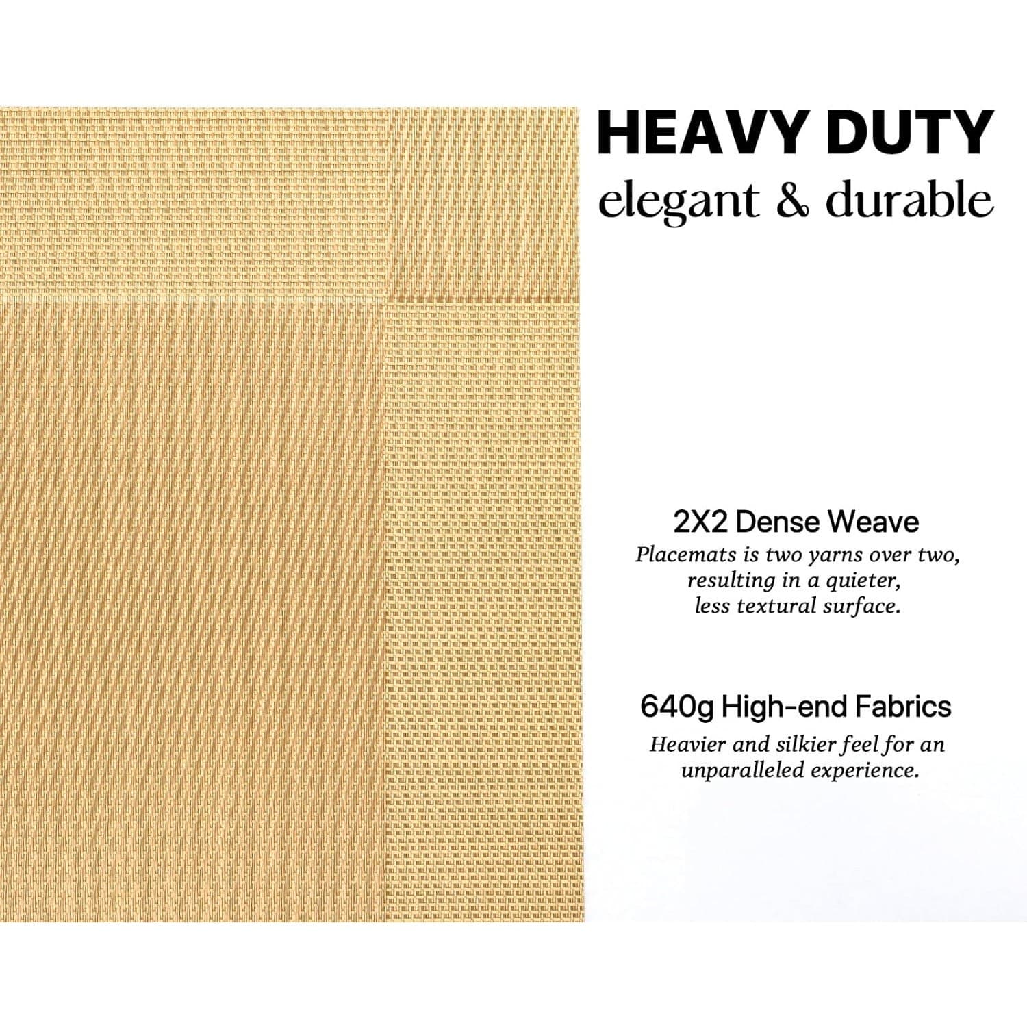 Set of 6 Gold Woven PVC Placemats 12x17 Washable Heat Resistant Table Mats - Thumbnail 5