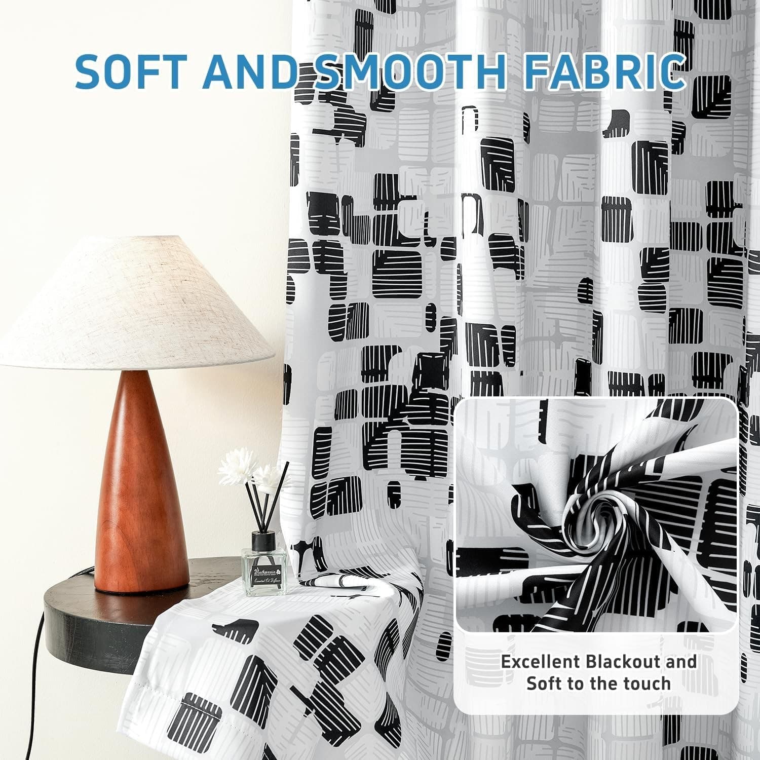 Geometric Blackout Curtains 52x84 Set of 2 Panels Room Darkening Black - Thumbnail 5