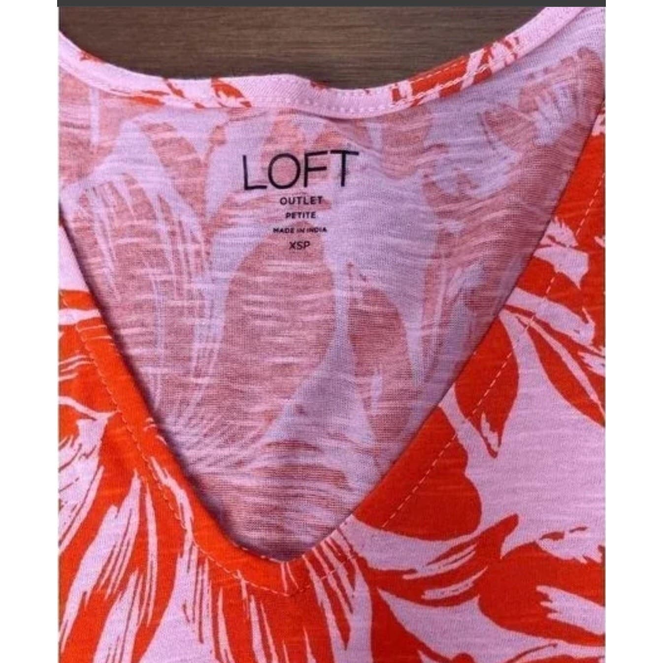 NWT LOFT Petite XS Wild Flamingo Floral V Neck Peplum Tank Top Cotton - Thumbnail 3