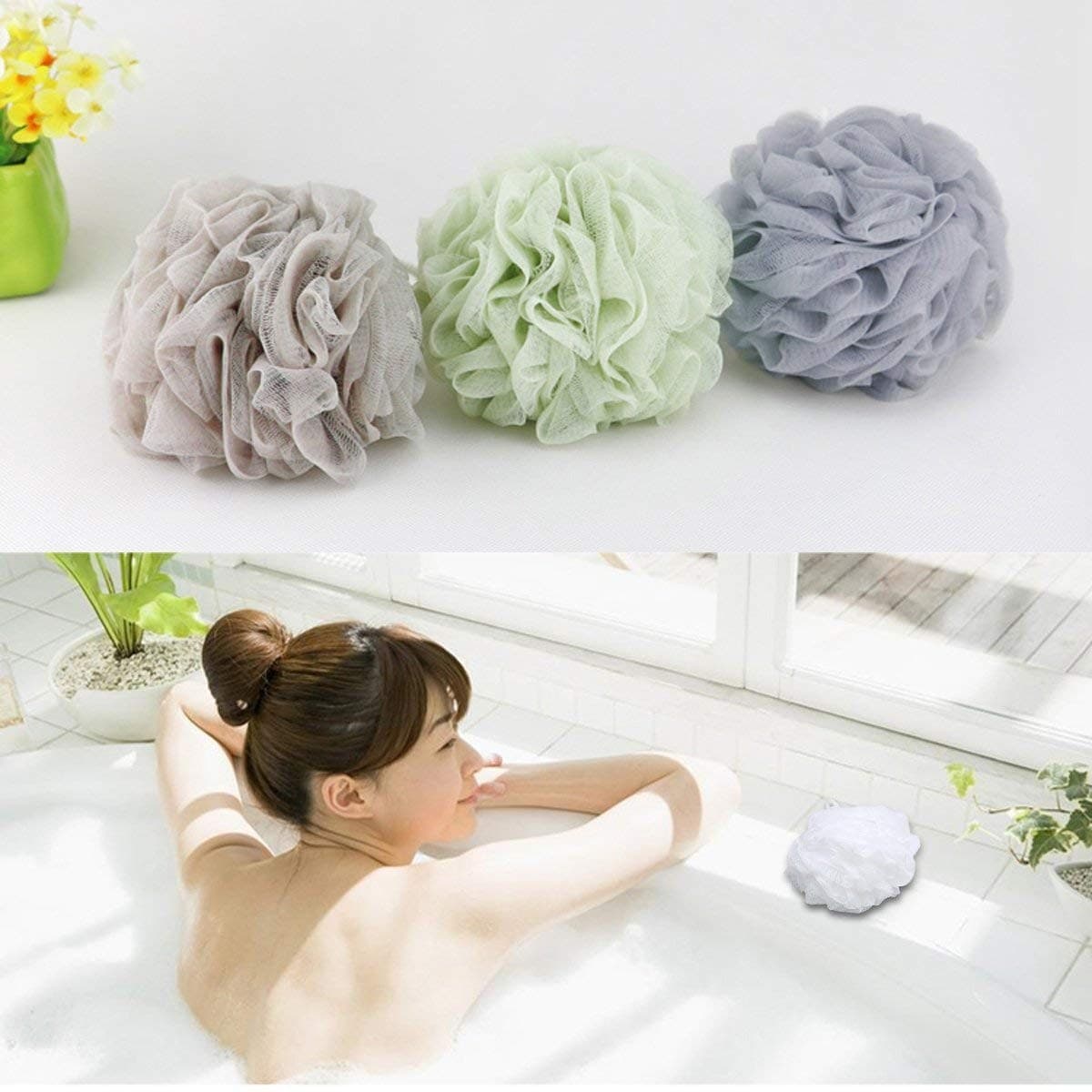 BTYMS Bath Sponge Loofah 4 Pack 60g Mesh Shower Pouf Body Scrubber - Thumbnail 8