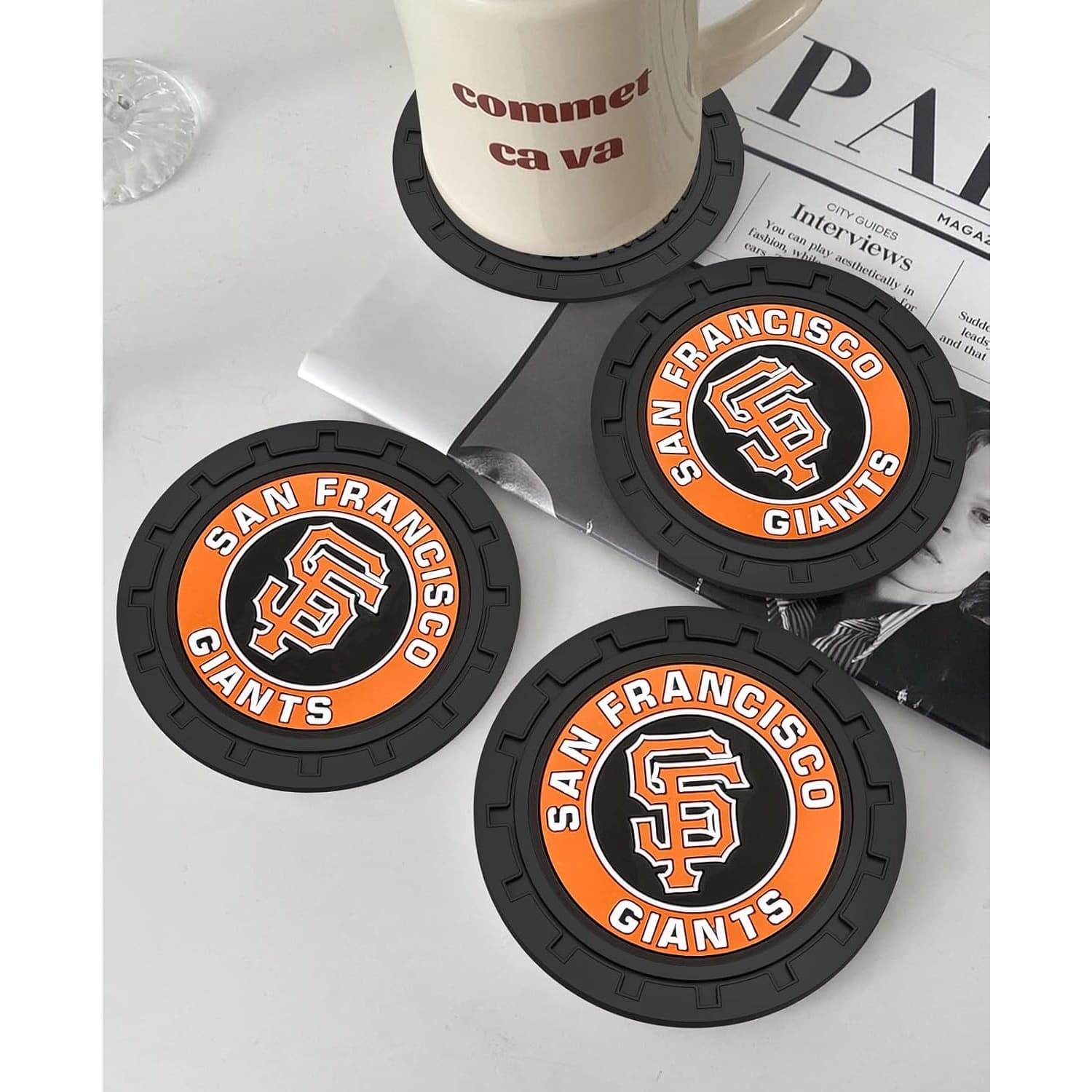 San Francisco Giants Car Cup Holder Coasters Silicone Non Slip 2.75" - Thumbnail 3