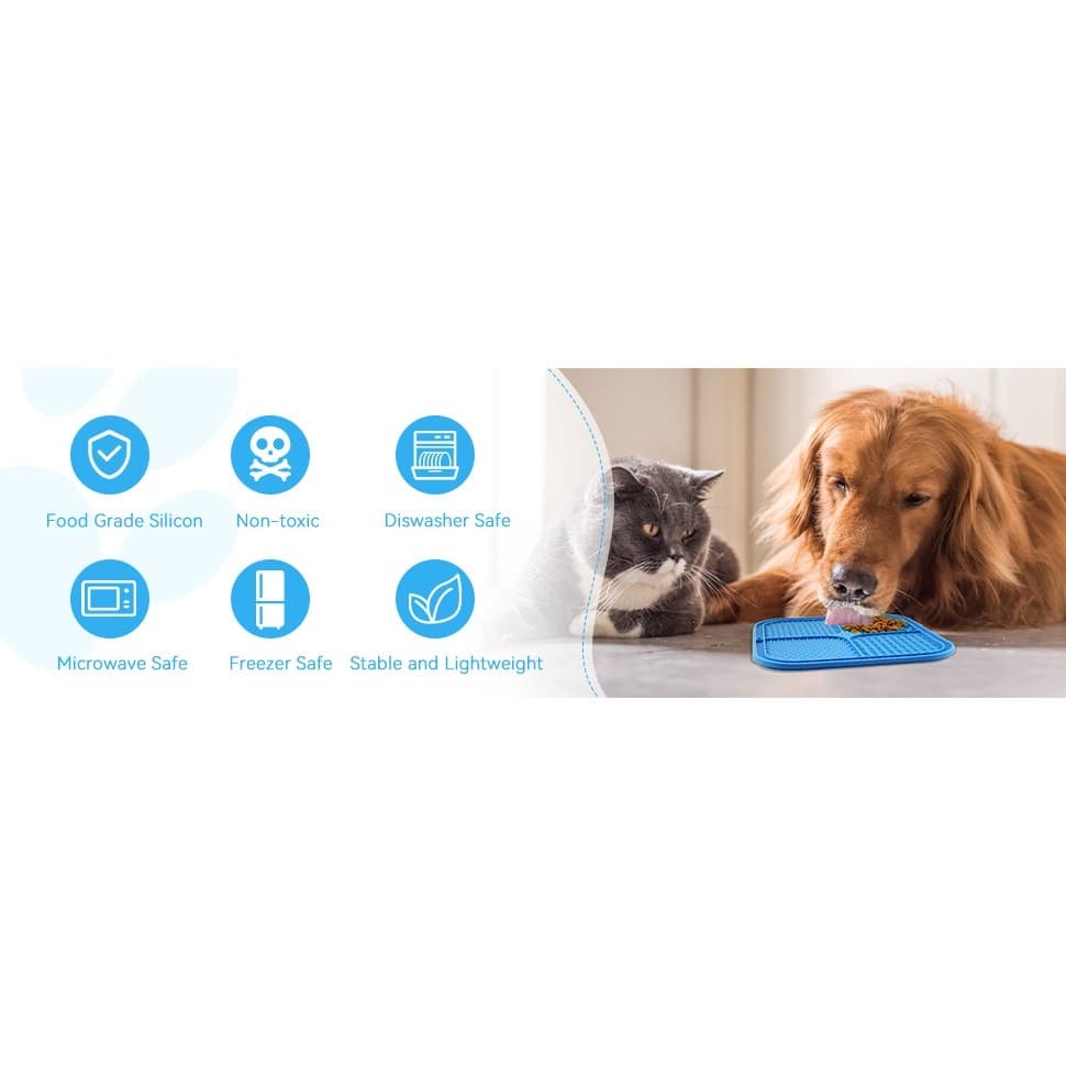 Dog Lick Mat Slow Feeder Silicone Pad Suction Cups Anxiety Bath Grooming - Thumbnail 11