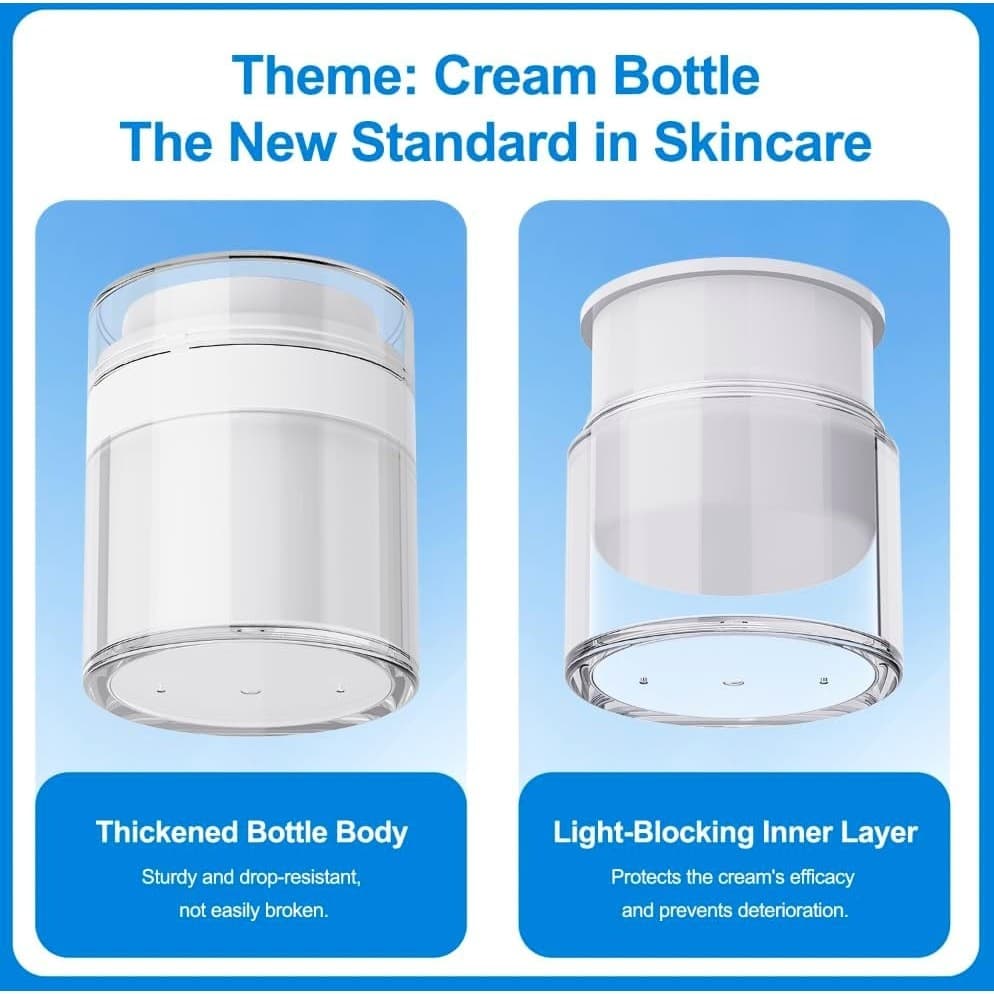 2 Pack Airless Pump Jars 1oz & 1.7oz Cream Containers Travel Cosmetic - Thumbnail 9