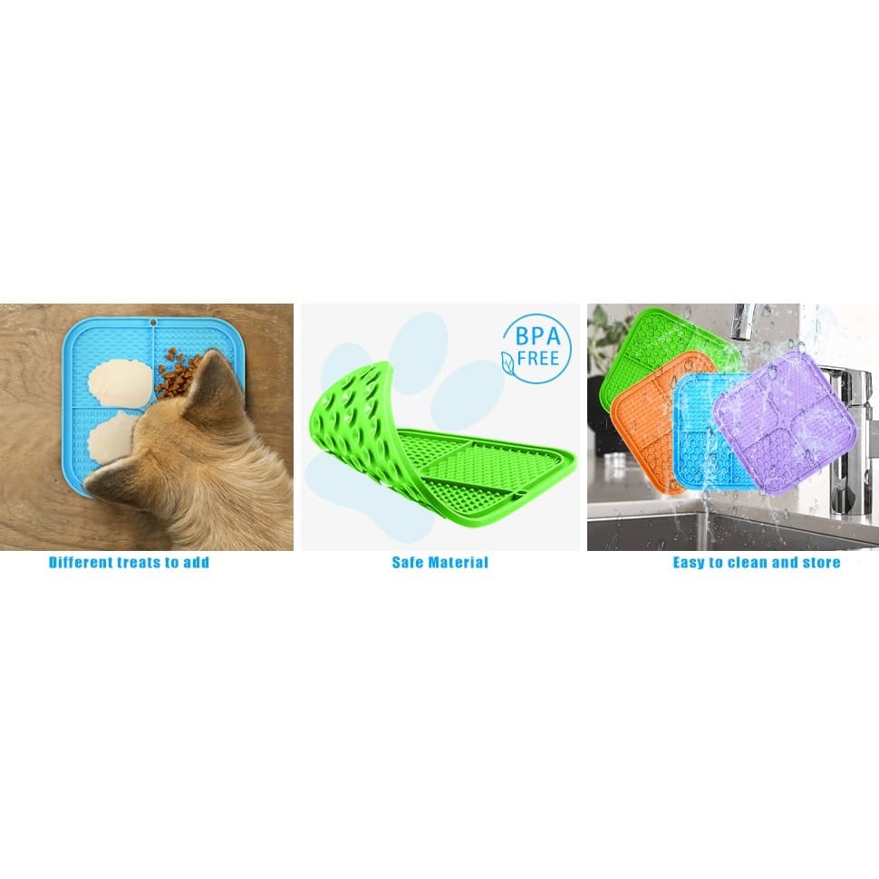 Dog Lick Mat Slow Feeder Silicone Pad Suction Cups Anxiety Bath Grooming - Thumbnail 10