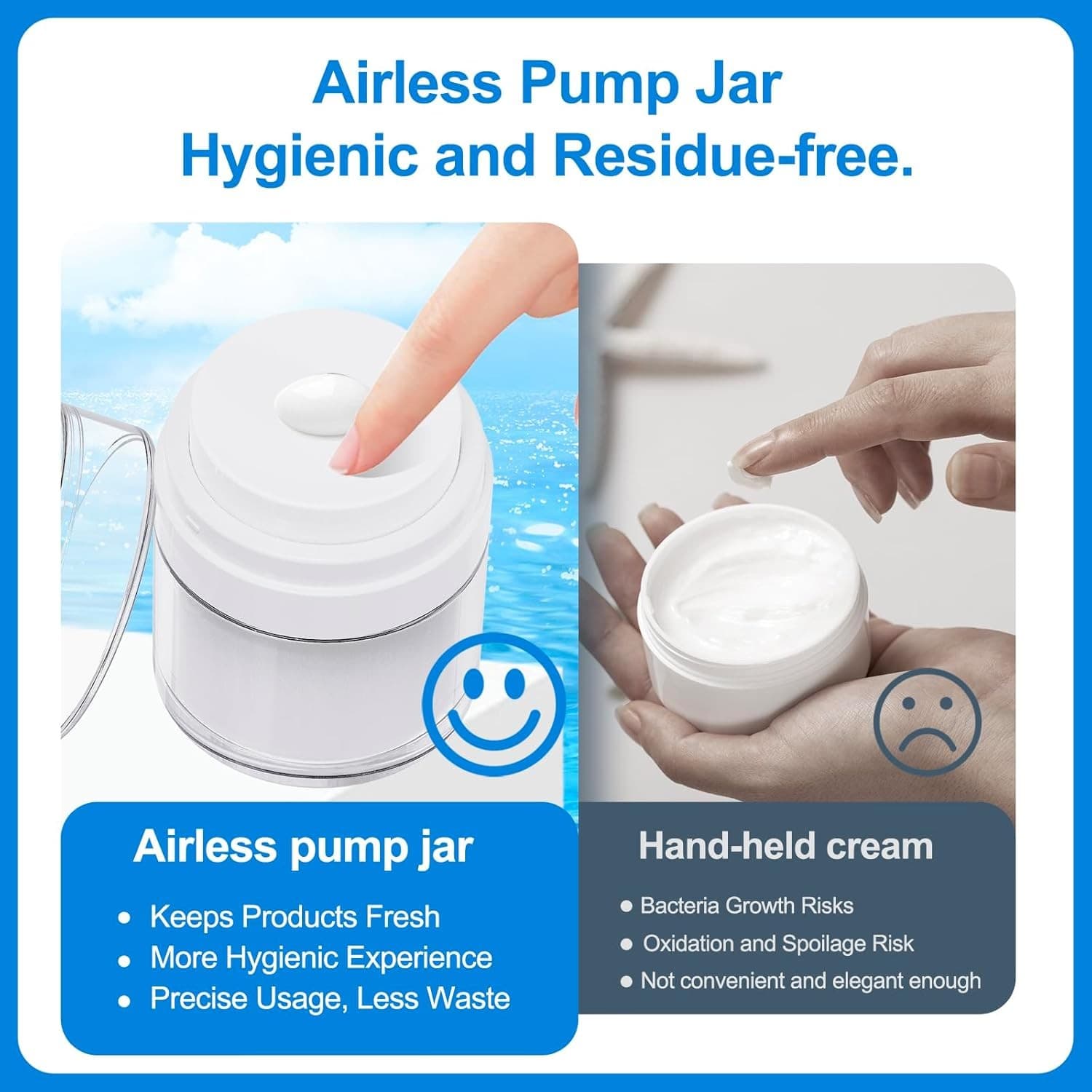 2 Pack Airless Pump Jars 1oz & 1.7oz Cream Containers Travel Cosmetic - Thumbnail 10