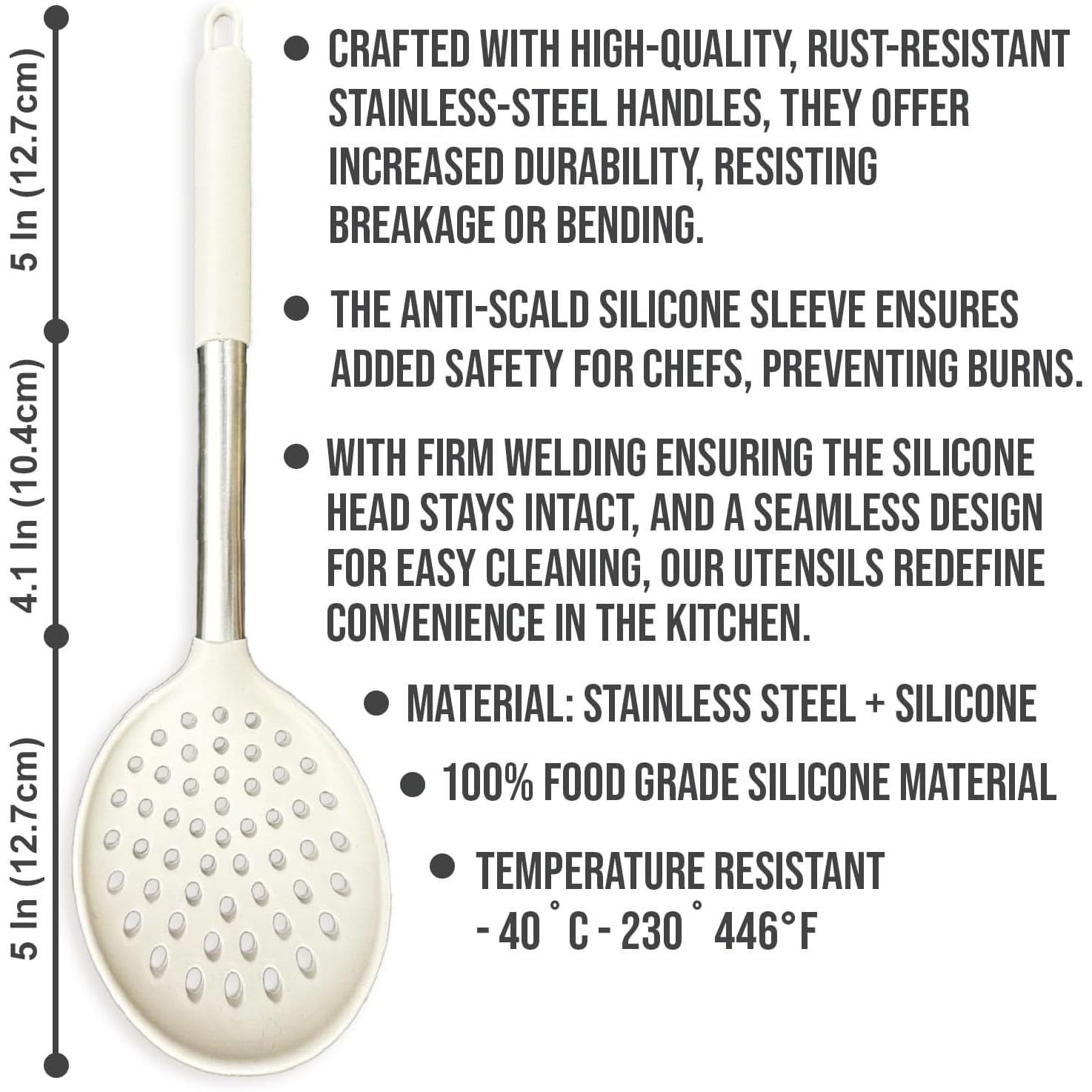 27PCS Silicone Kitchen Utensil Set Stainless Steel Handle Heat Resistant Khaki - Thumbnail 5