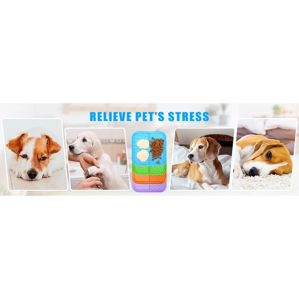 Dog Lick Mat Slow Feeder Silicone Pad Suction Cups Anxiety Bath Grooming - Thumbnail 9