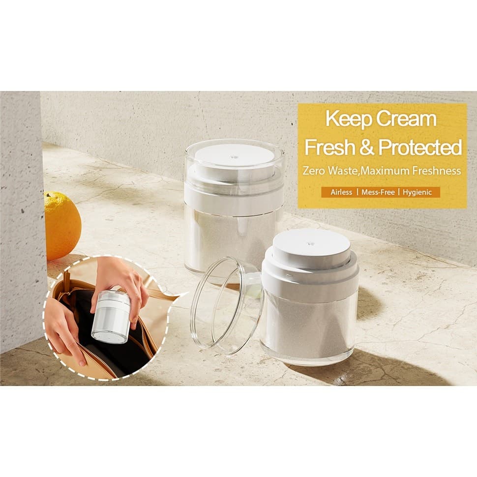 2 Pack Airless Pump Jars 1oz & 1.7oz Cream Containers Travel Cosmetic - Thumbnail 12