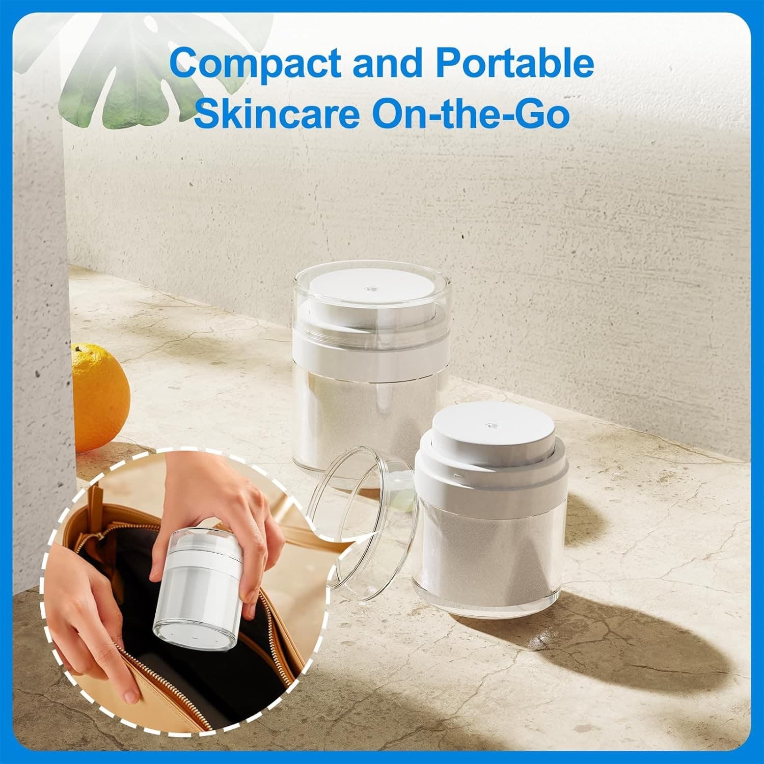 2 Pack Airless Pump Jars 1oz & 1.7oz Cream Containers Travel Cosmetic - Thumbnail 7