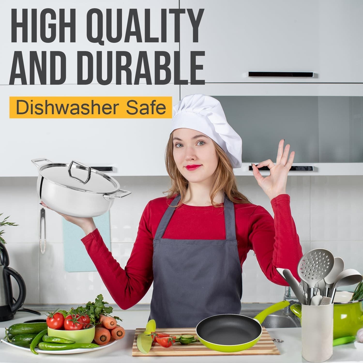 27PCS Silicone Kitchen Utensil Set Stainless Steel Handle Heat Resistant Khaki - Thumbnail 4
