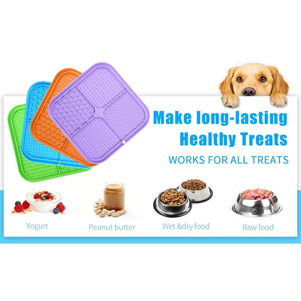 Dog Lick Mat Slow Feeder Silicone Pad Suction Cups Anxiety Bath Grooming - Thumbnail 8