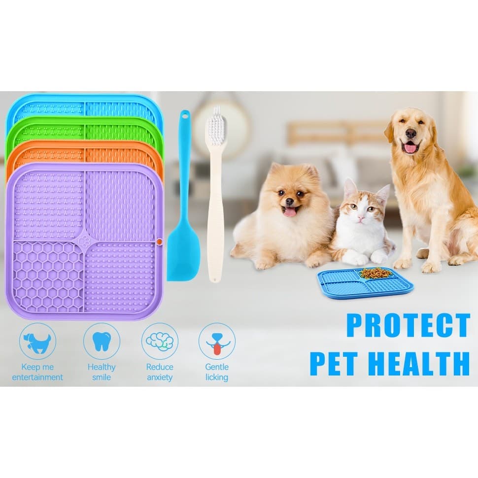 Dog Lick Mat Slow Feeder Silicone Pad Suction Cups Anxiety Bath Grooming - Thumbnail 7