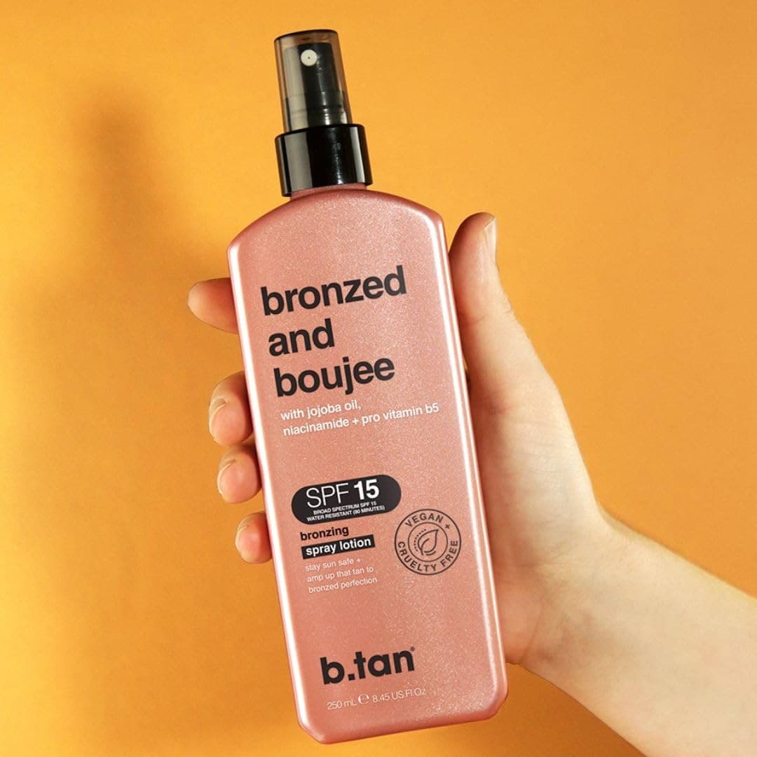 b.tan Bronzed & Boujee SPF 15 Bronzing Spray Lotion Jojoba Niacinamide 8.45oz - Thumbnail 3