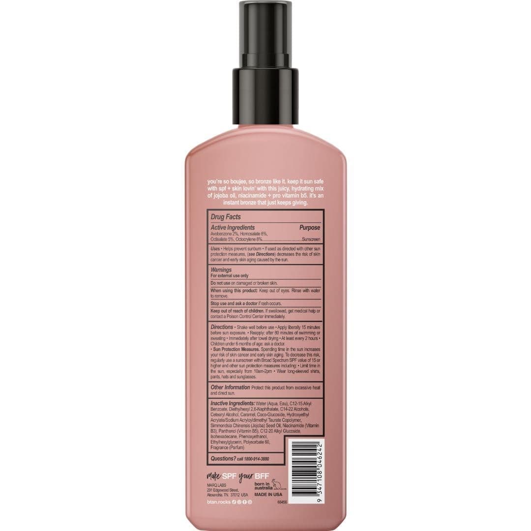 b.tan Bronzed & Boujee SPF 15 Bronzing Spray Lotion Jojoba Niacinamide 8.45oz - Thumbnail 2