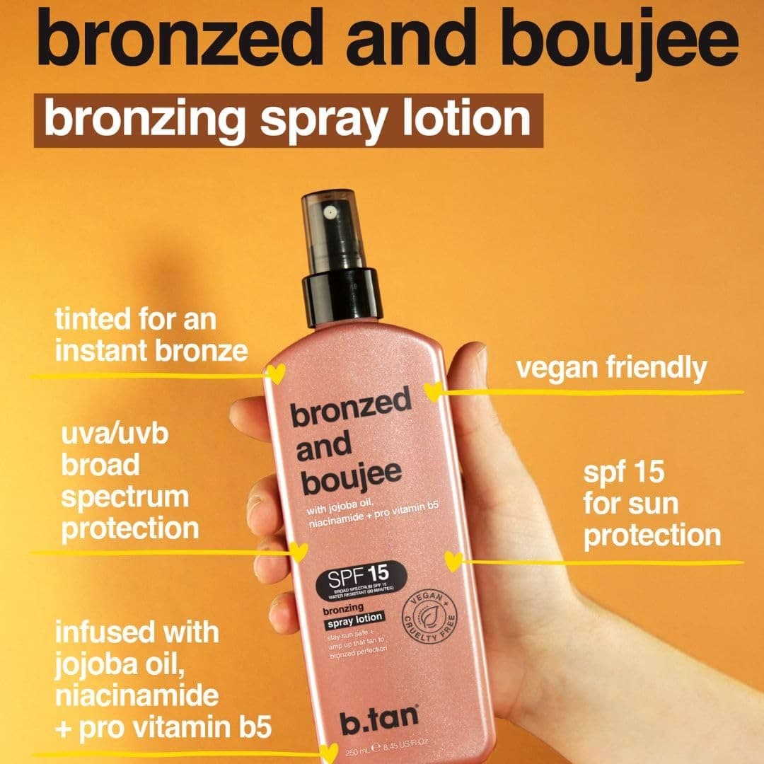 b.tan Bronzed & Boujee SPF 15 Bronzing Spray Lotion Jojoba Niacinamide 8.45oz - Thumbnail 4