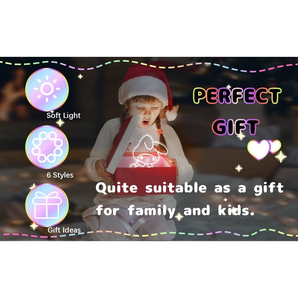 3D LED Anime Night Light Kawaii Cartoon Acrylic Lamp USB 3 Color Kids Room - Thumbnail 5