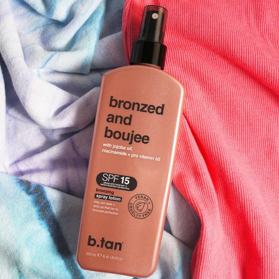 b.tan Bronzed & Boujee SPF 15 Bronzing Spray Lotion Jojoba Niacinamide 8.45oz - Thumbnail 7