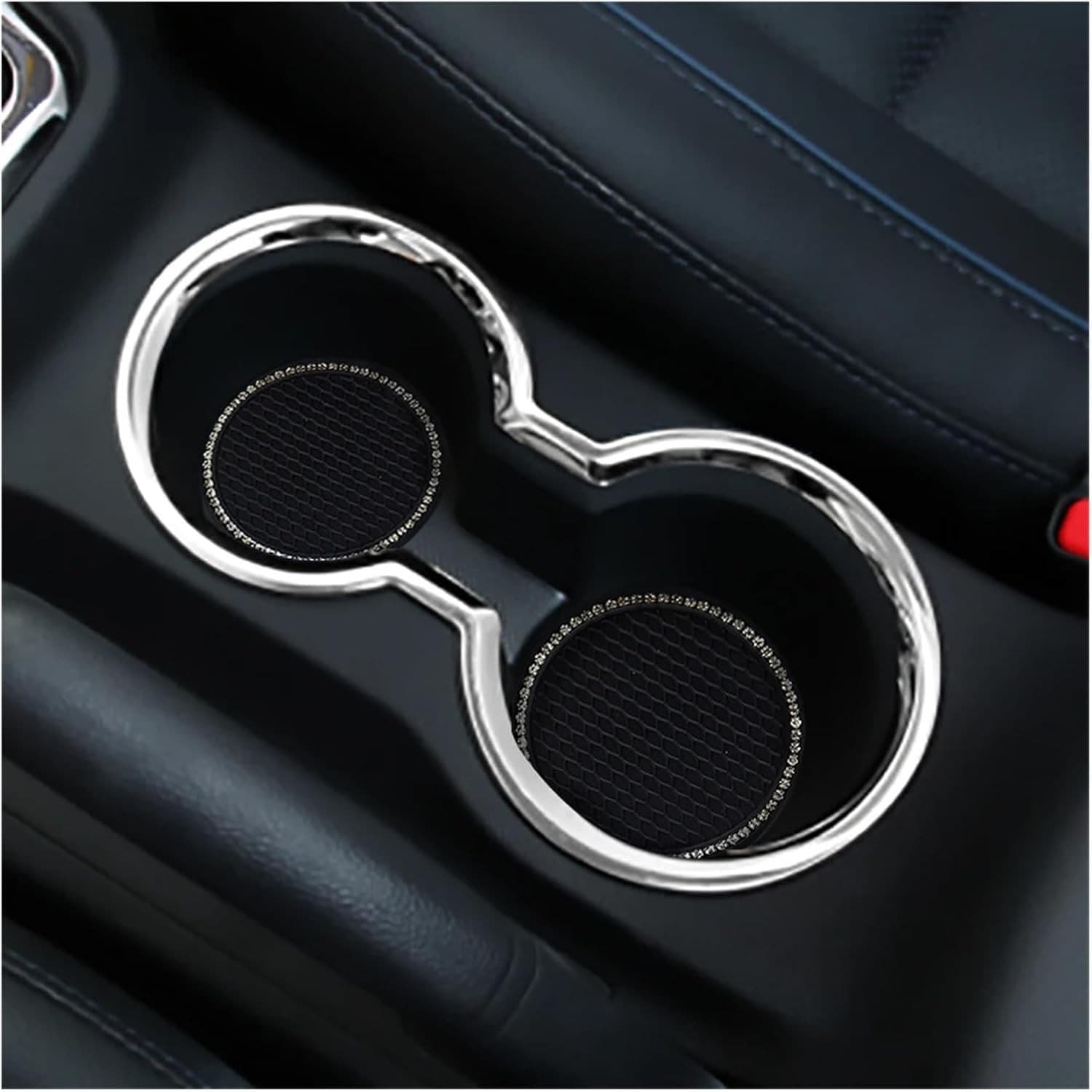 Car Cup Holder Coaster Anti Slip PVC Mat Bling Rhinestone Universal Black - Thumbnail 2
