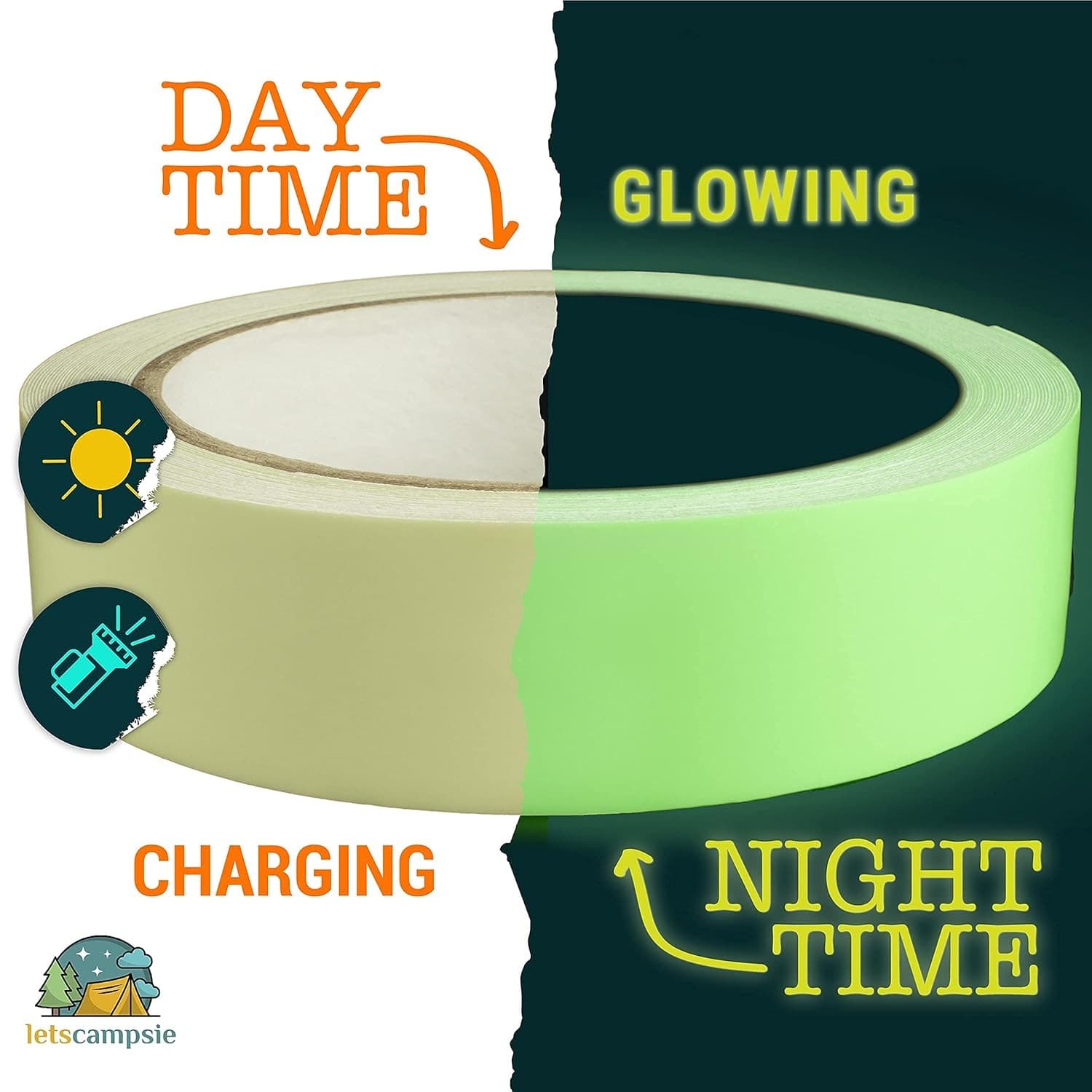 Glow in The Dark Tape 30ft x 1in Luminous Safety Tape Waterproof Strong Adhesive - Thumbnail 3