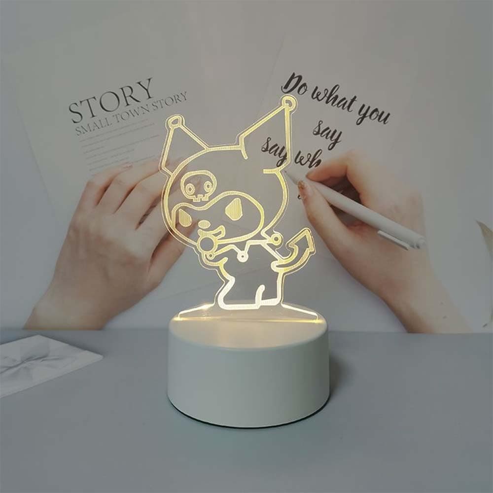 3D LED Anime Night Light Kawaii Cartoon Acrylic Lamp USB 3 Color Kids Room - Thumbnail 2