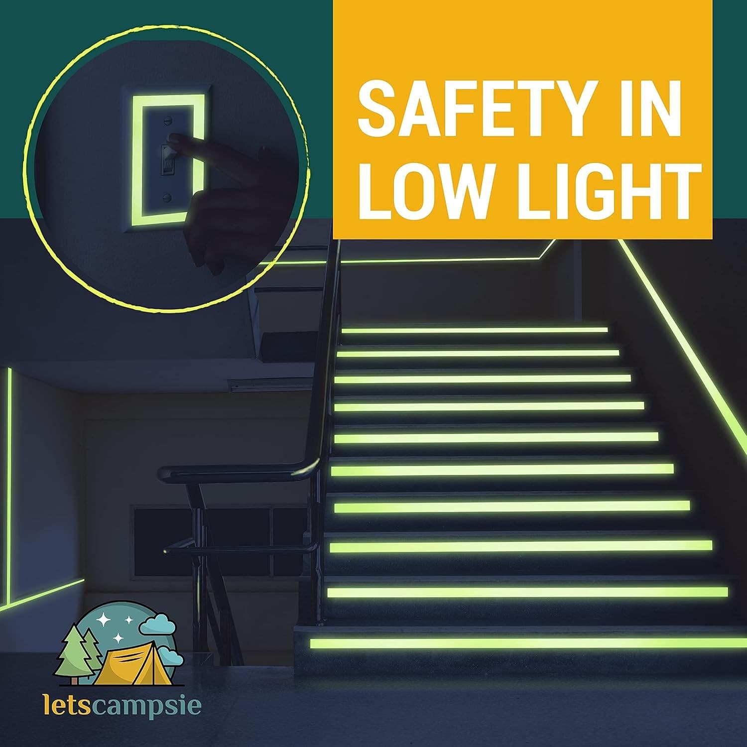 Glow in The Dark Tape 30ft x 1in Luminous Safety Tape Waterproof Strong Adhesive - Thumbnail 5