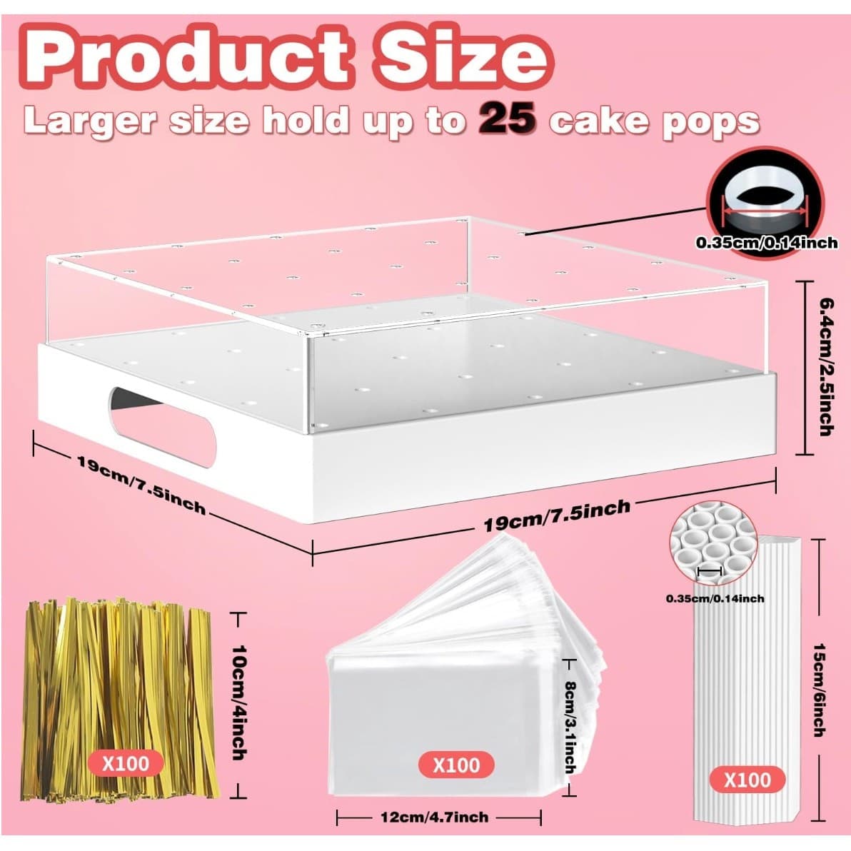 Cake Pop Stand 25 Holes Display Party Holder Kit Sticks Mold Baking Dessert DIY - Thumbnail 2