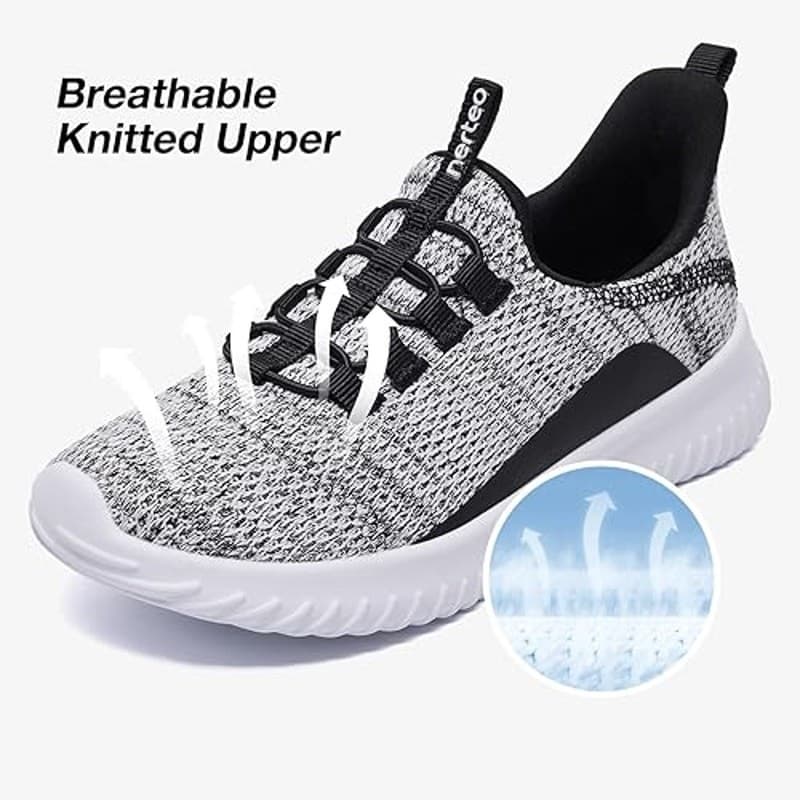 Nerteo Kids Size 4 Slip On Sneakers Boys Girls Running Walking Lightweight Shoes - Thumbnail 2