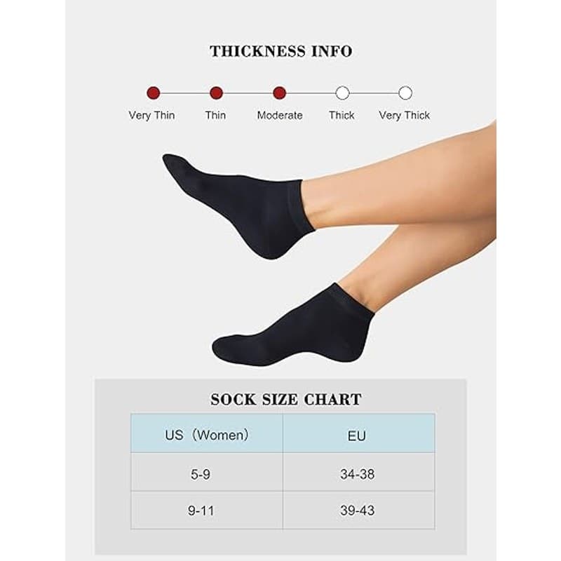 10 Pairs Women Ankle Socks Breathable Thin Cotton Athletic Comfort Black - Thumbnail 2