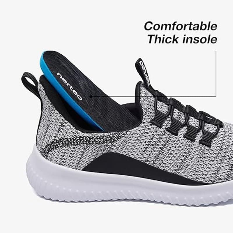 Nerteo Kids Size 4 Slip On Sneakers Boys Girls Running Walking Lightweight Shoes - Thumbnail 4