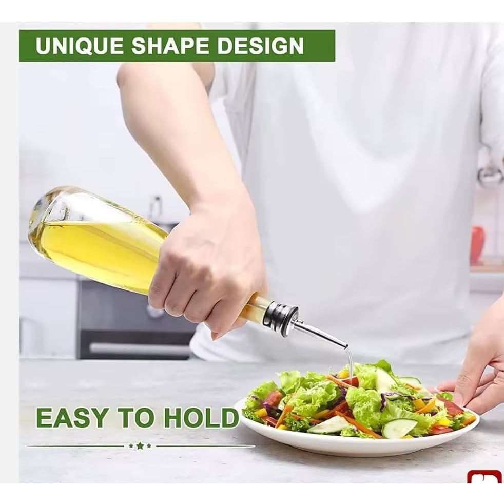 Oil & Vinegar Dispenser Set 2-Pack 500ml Glass Bottles w/ Pourer & Labels - Thumbnail 6