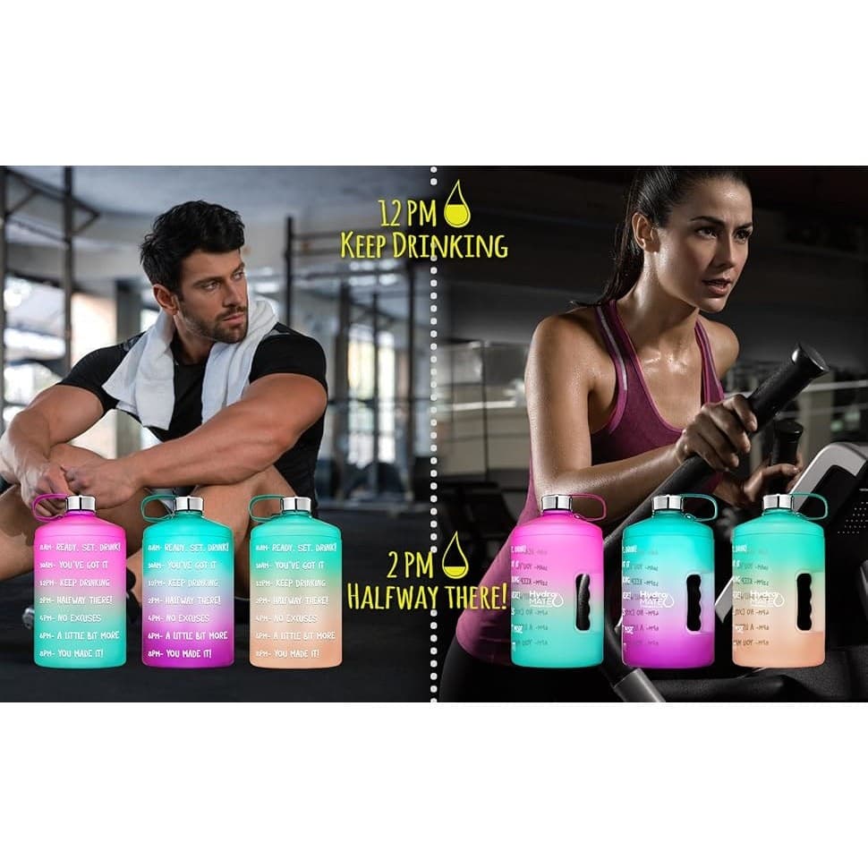 HydroMATE 1/2 Gallon Water Bottle 73oz BPA Free Leak Proof w Time Markings - Thumbnail 6