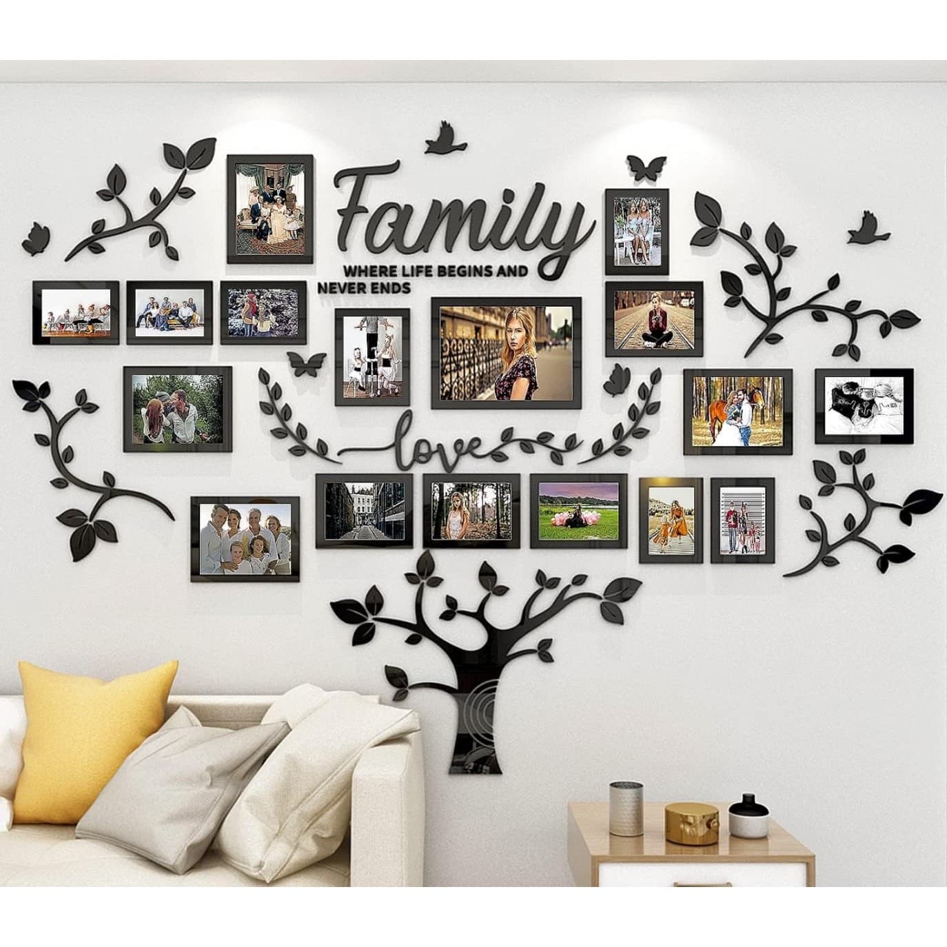 DIY 3D Family Tree Wall Decor Acrylic Photo Frames Collage Living Room Decor - Thumbnail 2