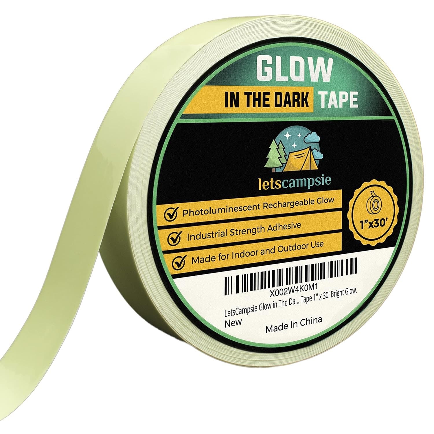 Glow in The Dark Tape 30ft x 1in Luminous Safety Tape Waterproof Strong Adhesive - Thumbnail 2