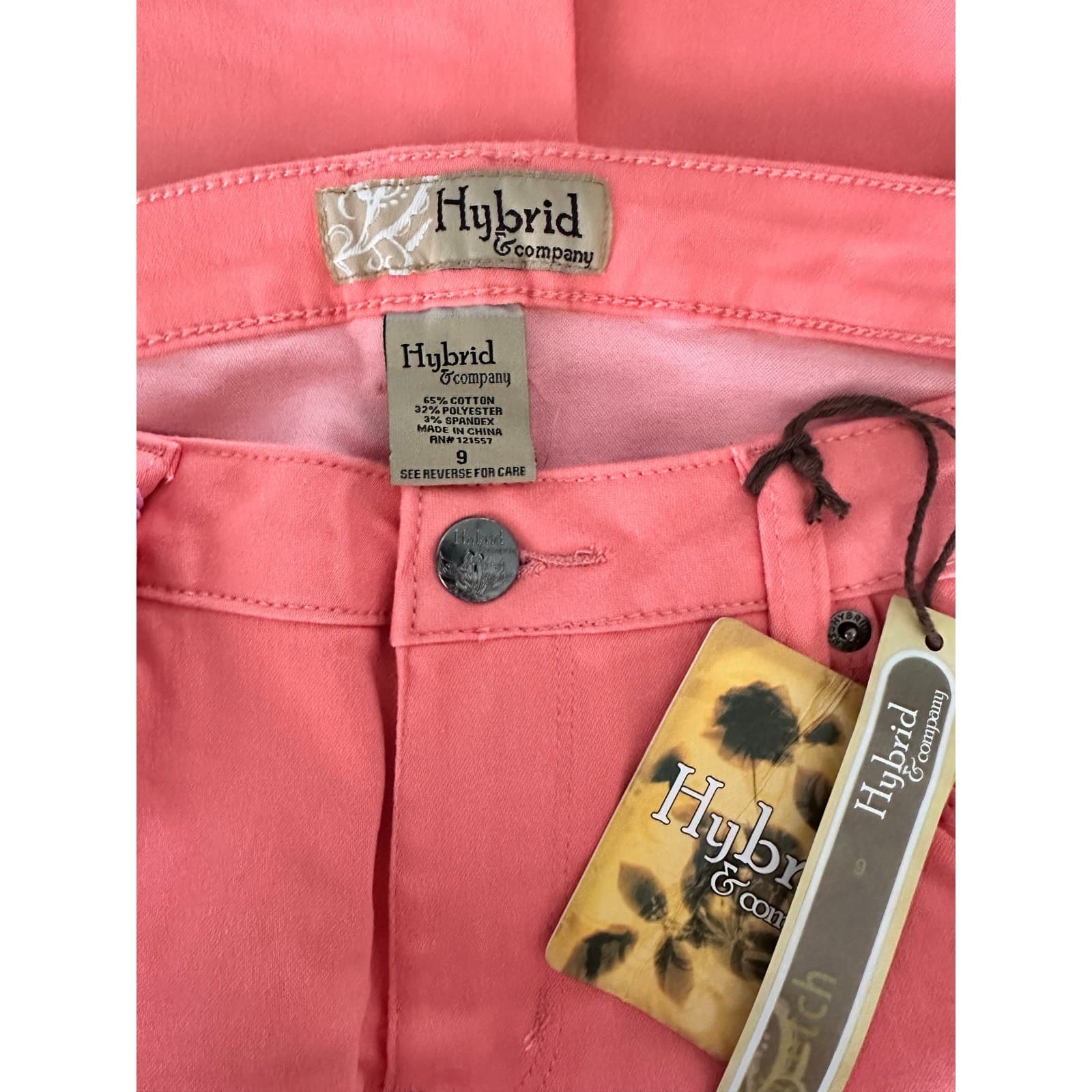 Hybrid & Company Women Bermuda Shorts Mid Rise Stretch Butt Lift Coral 9 - Thumbnail 5